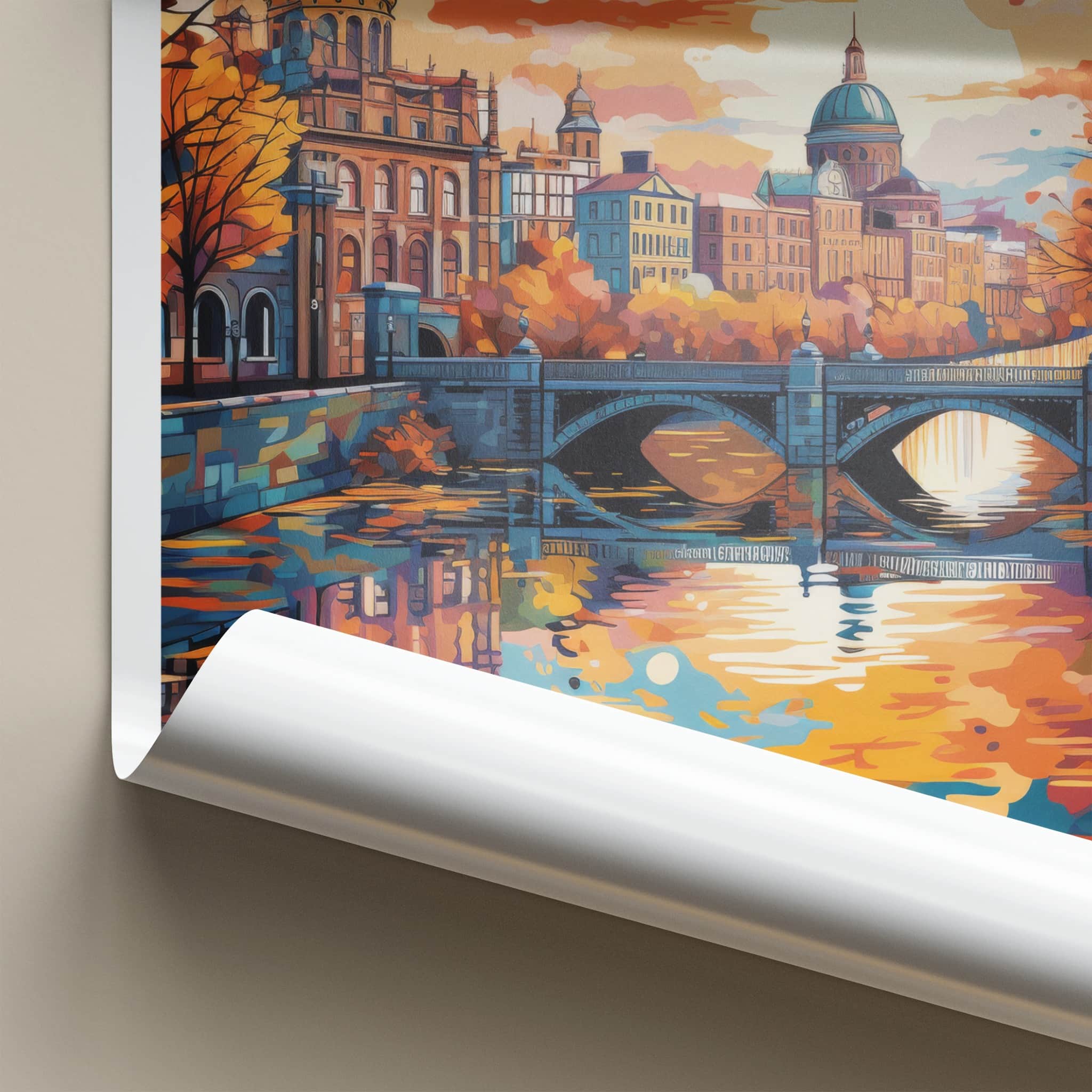 Dublin Poster - Ireland Travel Art - Vibrant Autumn City Wall Decor
