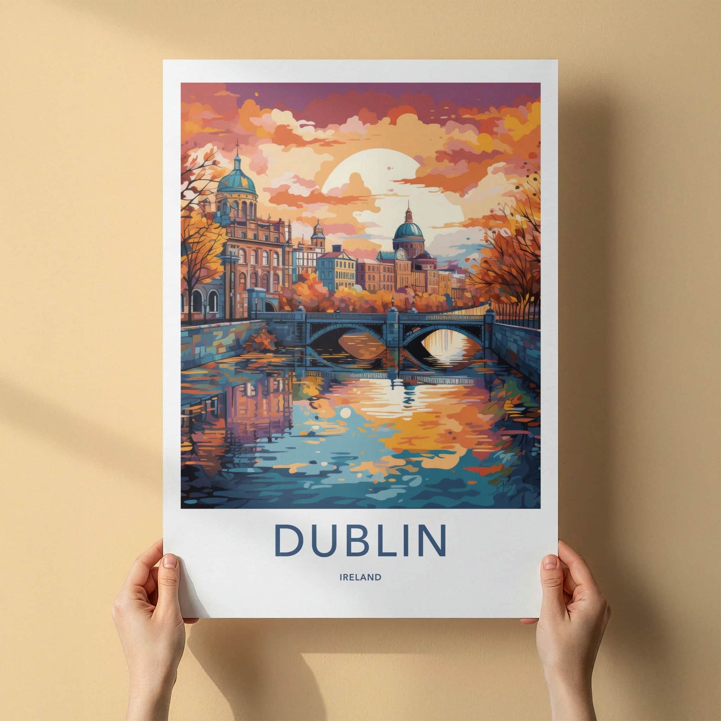 Dublin Poster - Ireland Travel Art - Vibrant Autumn City Wall Decor