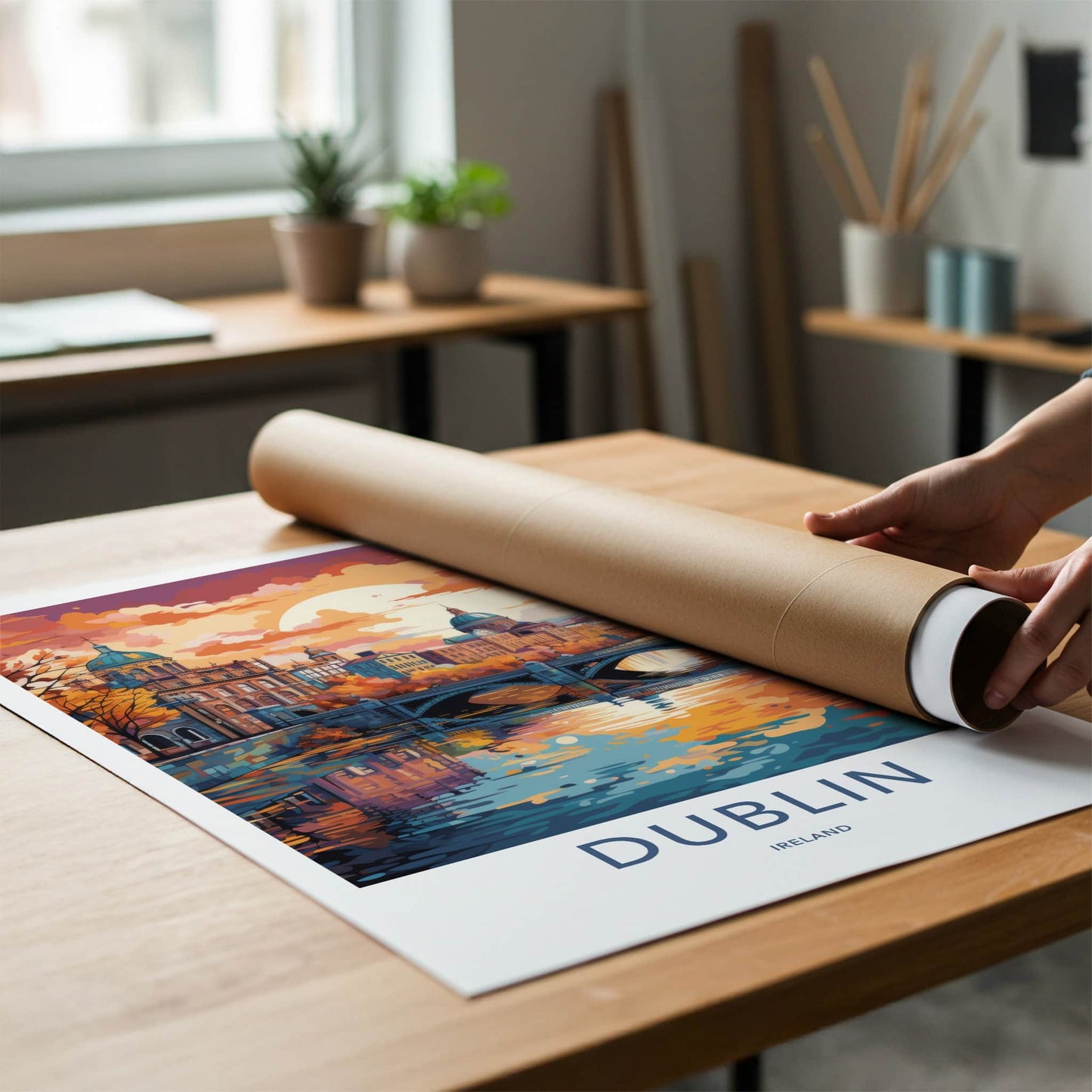Dublin Poster - Ireland Travel Art - Vibrant Autumn City Wall Decor