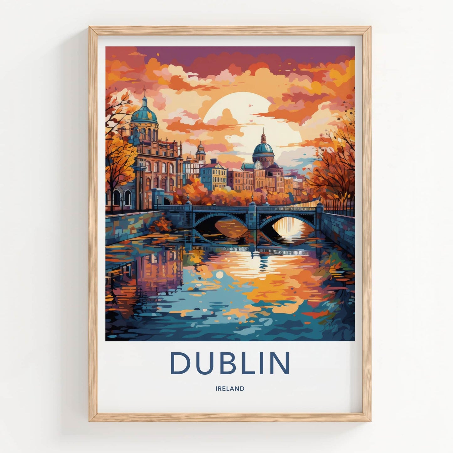 Dublin Poster - Ireland Travel Art - Vibrant Autumn City Wall Decor