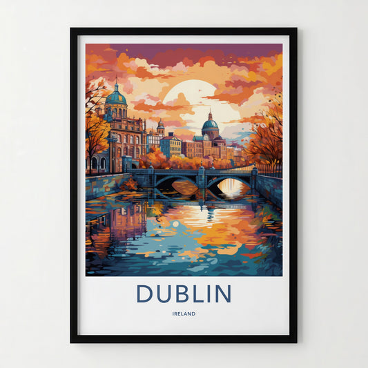 Dublin Poster - Ireland Travel Art - Vibrant Autumn City Wall Decor