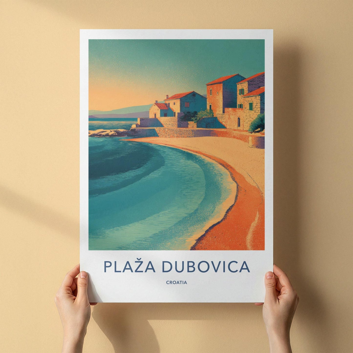Dubovica Beach Poster - Croatia Travel Art - Coastal Village Beach Home Decor