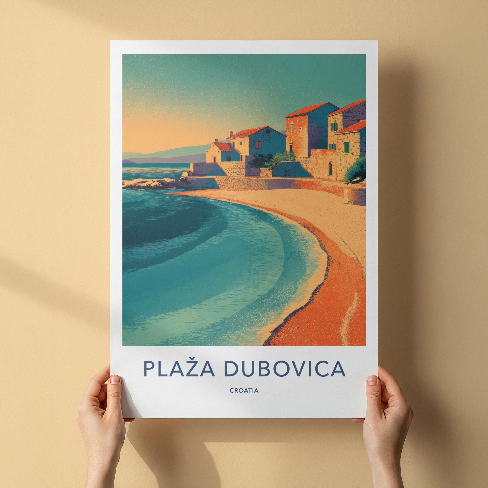 Dubovica Beach Poster - Croatia Travel Art - Coastal Village Beach Home Decor