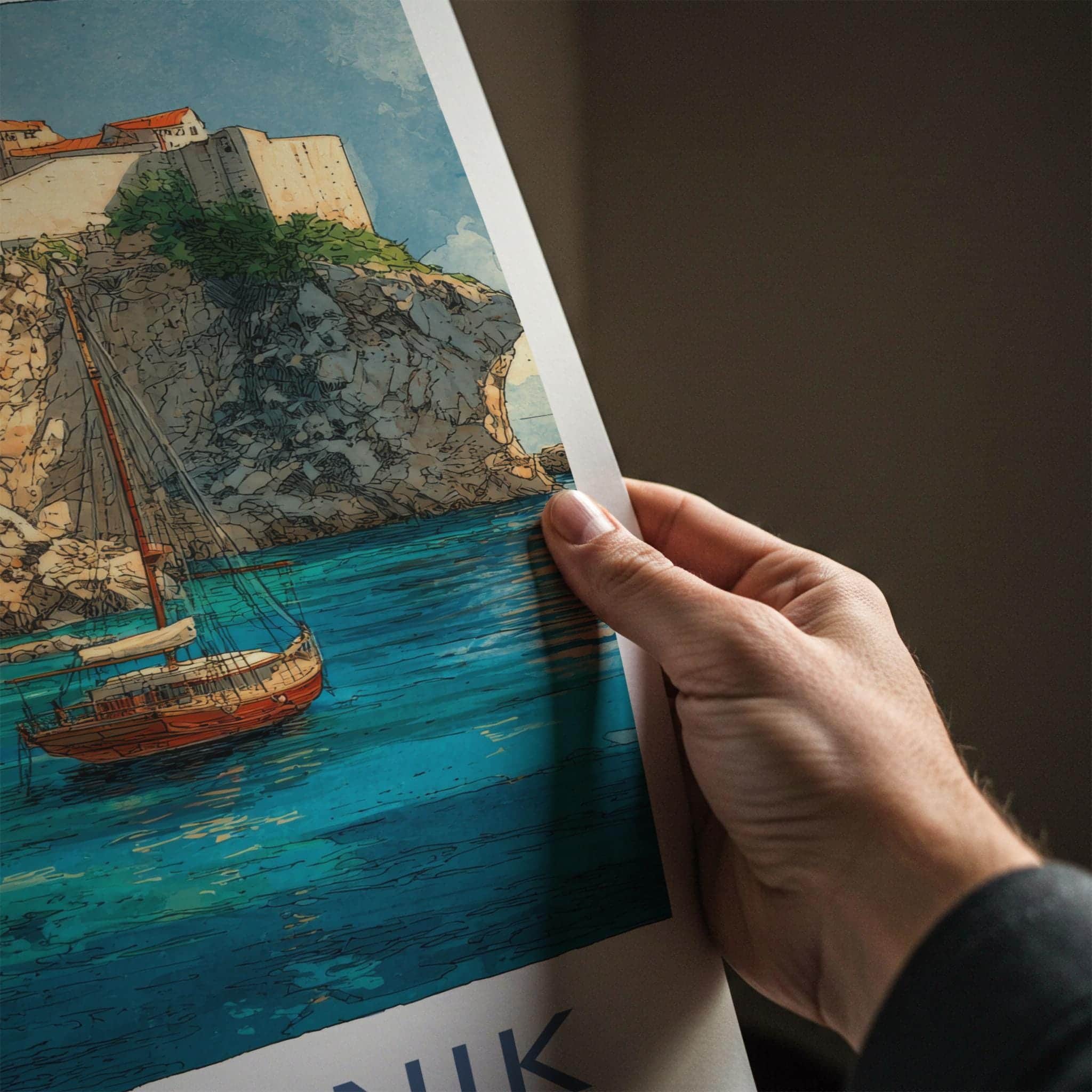 Dubrovnik Poster - Croatia Travel Art - Ancient City Harbor Home Decor