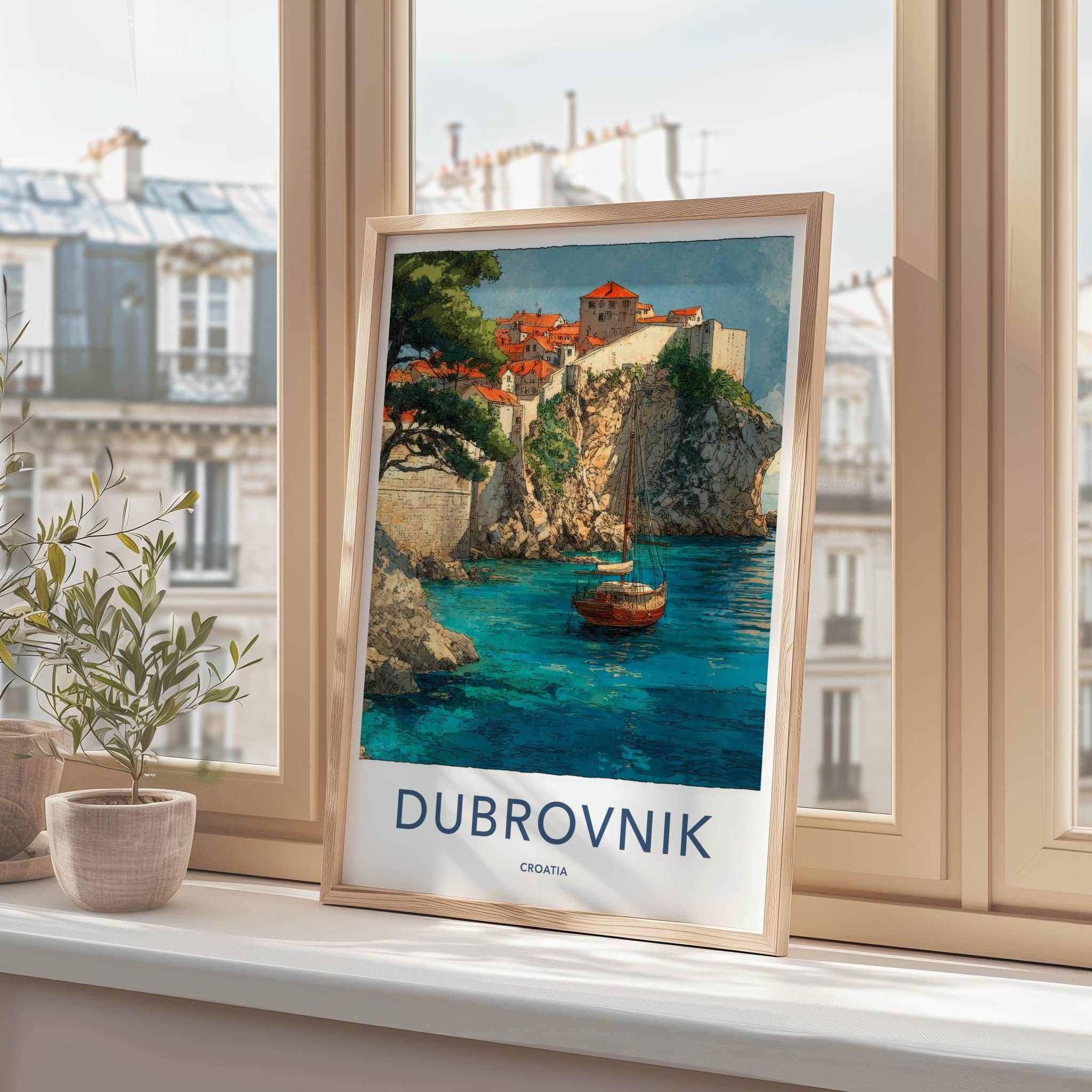 Dubrovnik Poster - Croatia Travel Art - Ancient City Harbor Home Decor