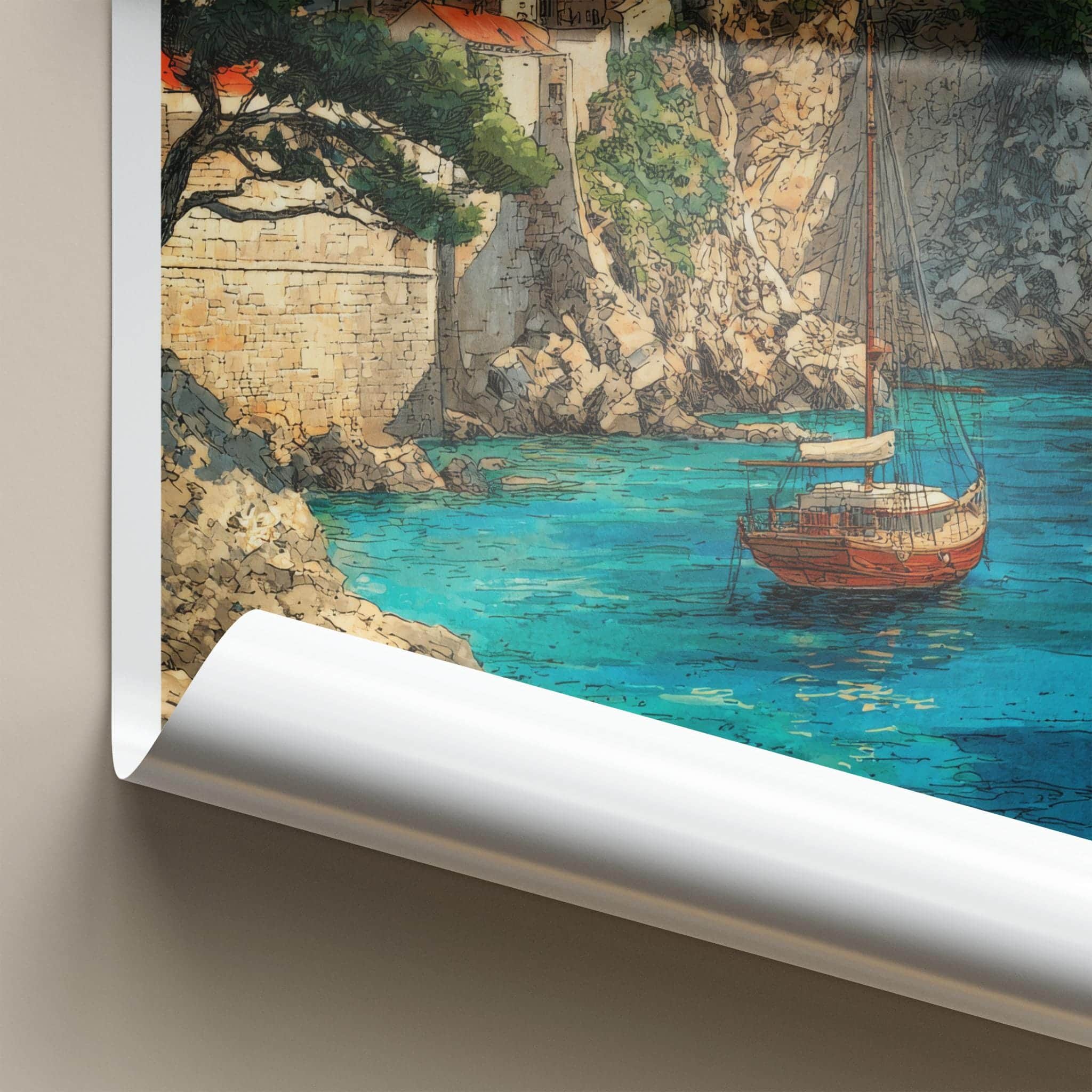 Dubrovnik Poster - Croatia Travel Art - Ancient City Harbor Home Decor