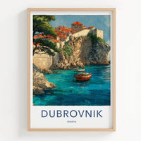 Dubrovnik Poster - Croatia Travel Art - Ancient City Harbor Home Decor
