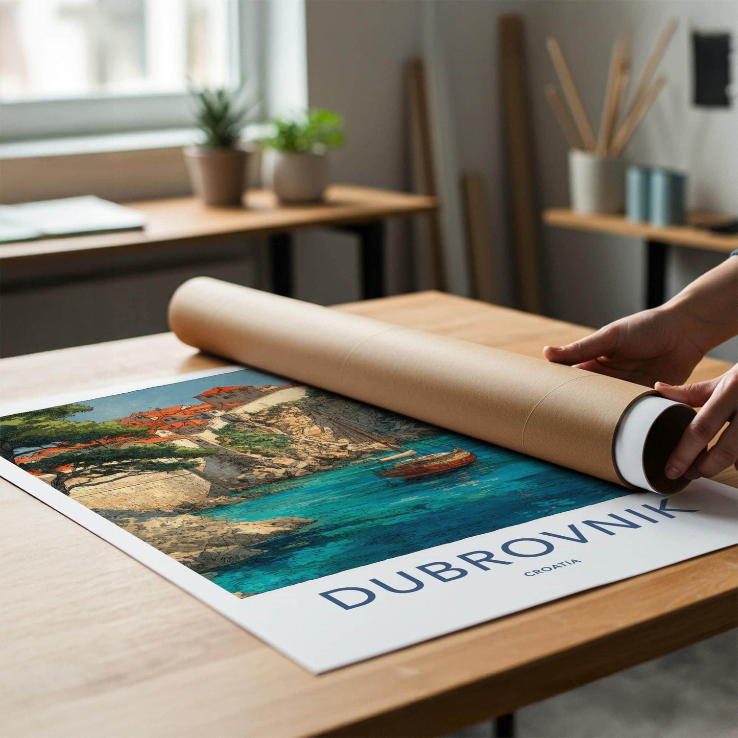 Dubrovnik Poster - Croatia Travel Art - Ancient City Harbor Home Decor