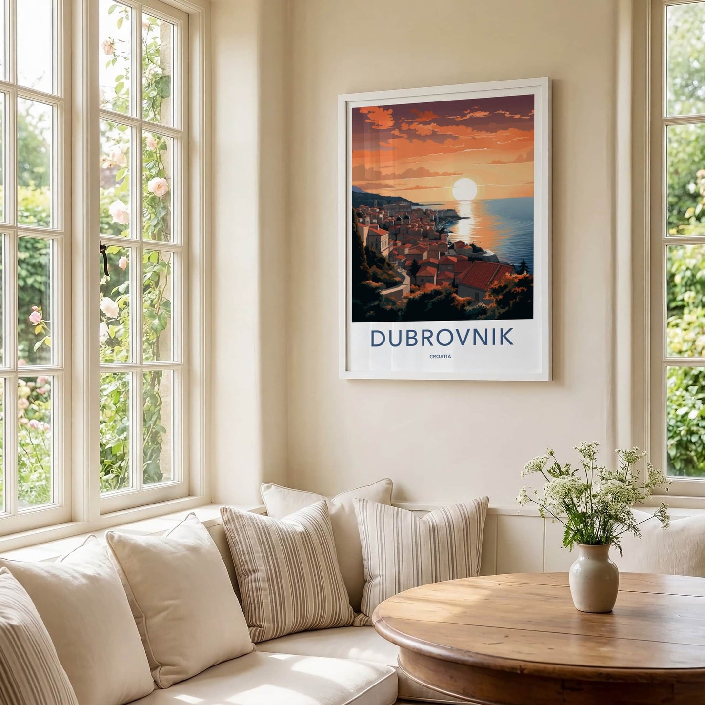 Dubrovnik Poster - Croatia Travel Art - Coastal City Sunset Home Decor