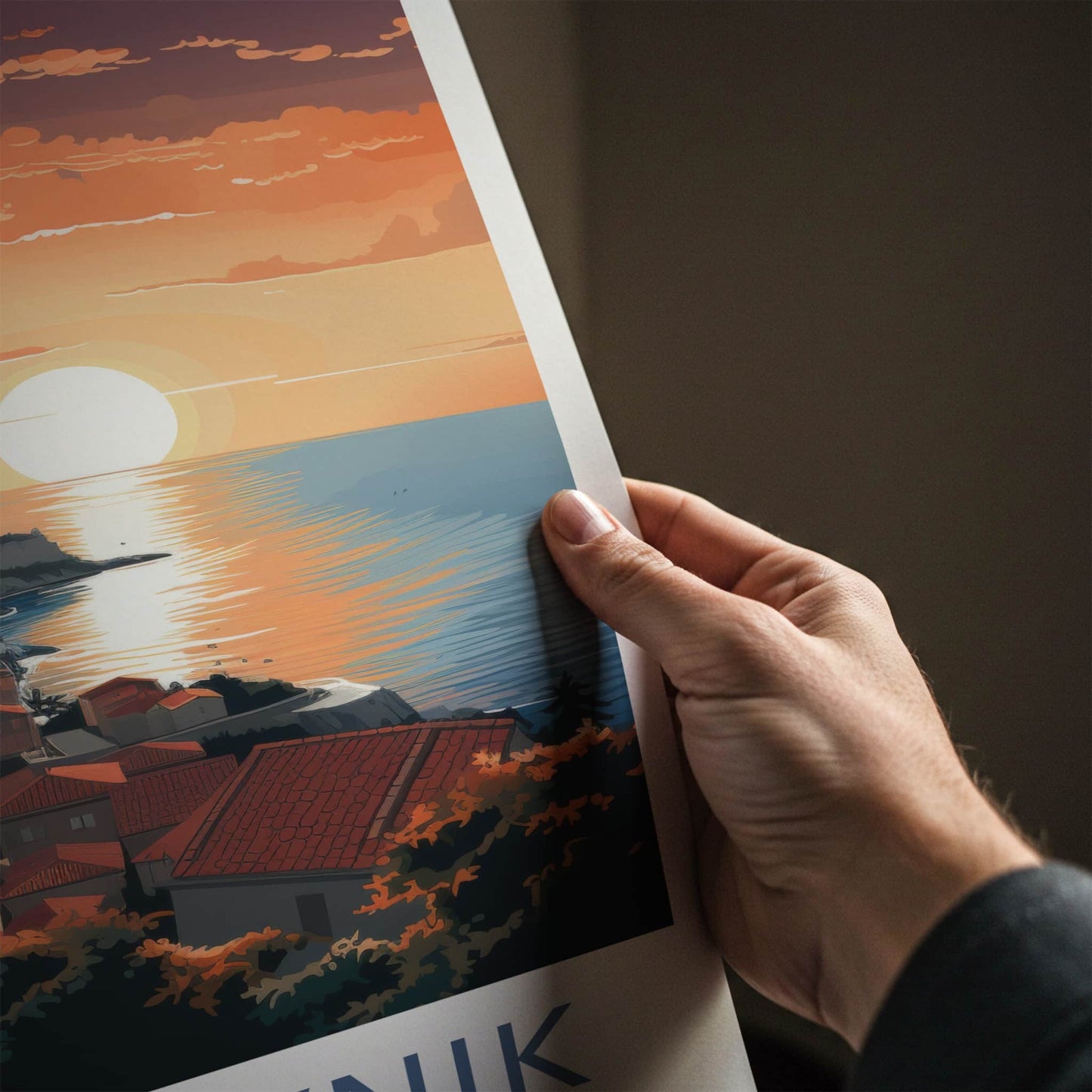 Dubrovnik Poster - Croatia Travel Art - Coastal City Sunset Home Decor
