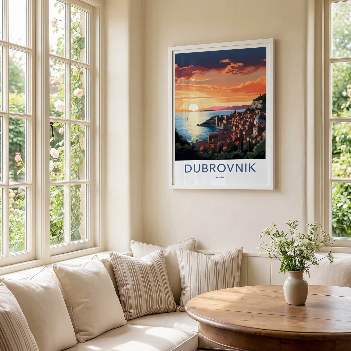 Dubrovnik Poster - Croatia Travel Art - Coastal Sunset City Home Decor