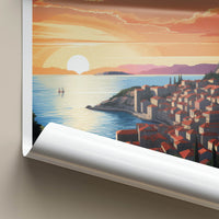 Dubrovnik Poster - Croatia Travel Art - Coastal Sunset City Home Decor