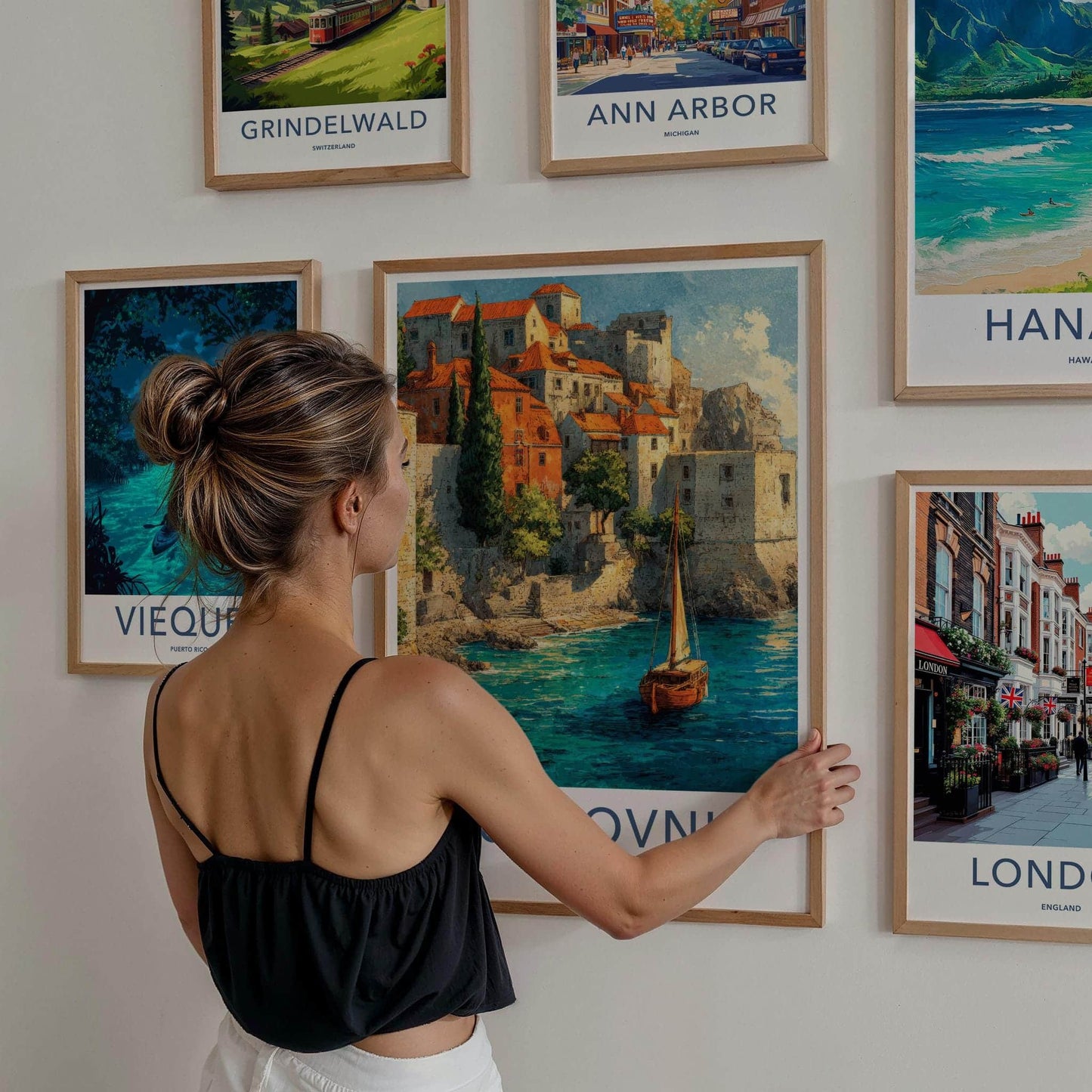 Dubrovnik Poster - Croatia Travel Art - Coastal Town Sailboat Home Decor