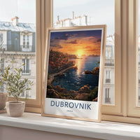 Dubrovnik Poster - Croatia Travel Art - Historic Coastal Sunset Home Decor