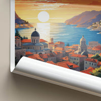Dubrovnik Poster - Croatia Travel Art - Sunset Coastal City Home Decor
