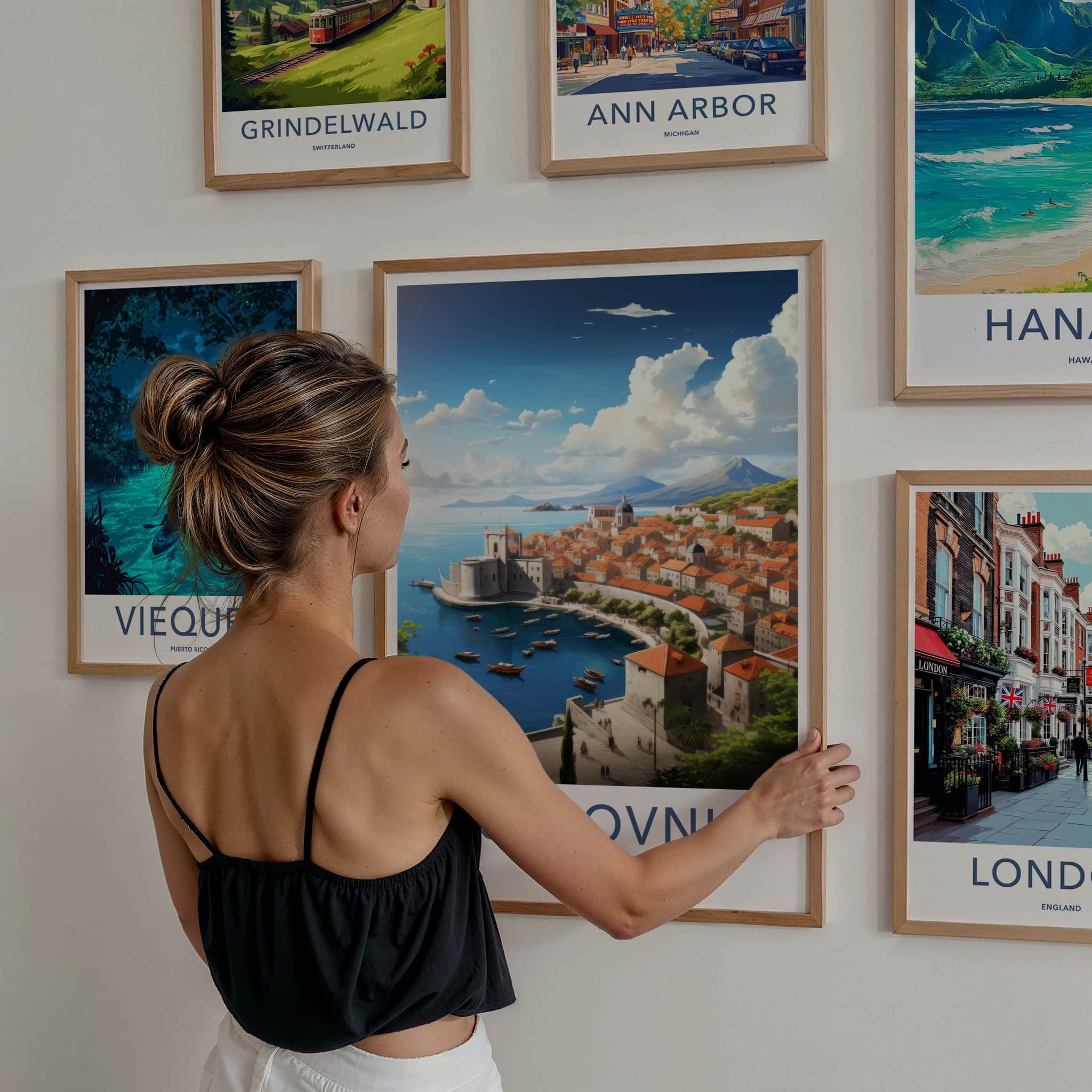 Dubrovnik Poster - Croatia Travel Art - Walled City Harbor Home Decor