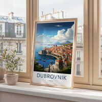 Dubrovnik Poster - Croatia Travel Art - Walled City Harbor Home Decor