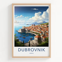 Dubrovnik Poster - Croatia Travel Art - Walled City Harbor Home Decor