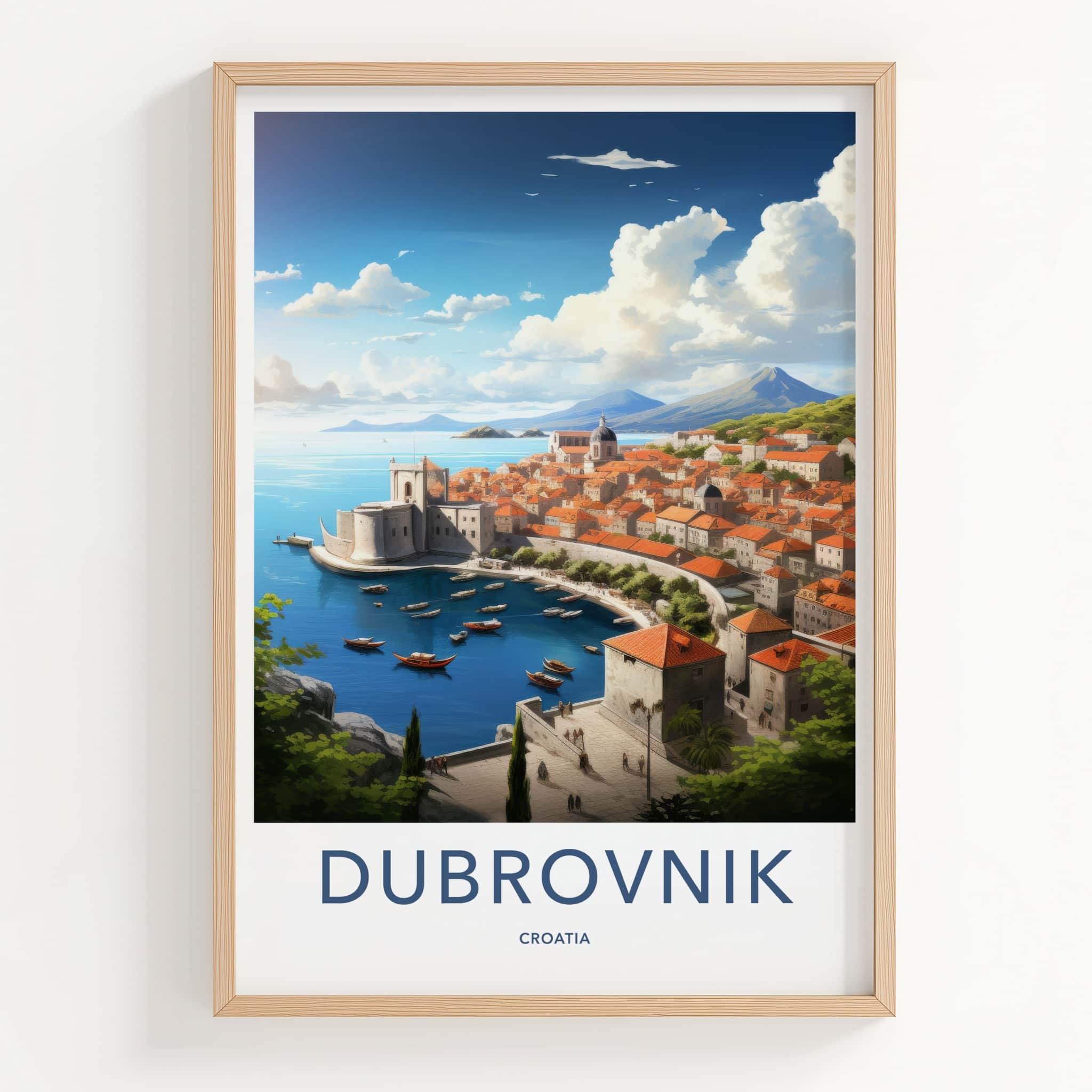 Dubrovnik Poster - Croatia Travel Art - Walled City Harbor Home Decor