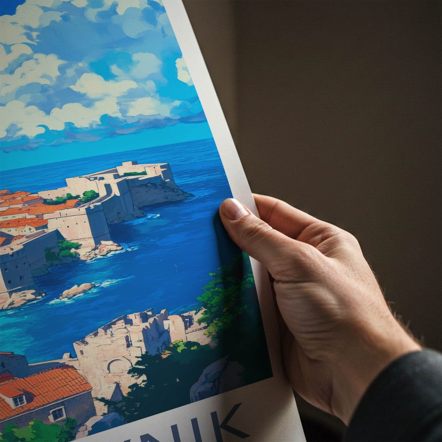 Dubrovnik Poster - Croatia Travel Print - Historic Coastal City Lounge Decor