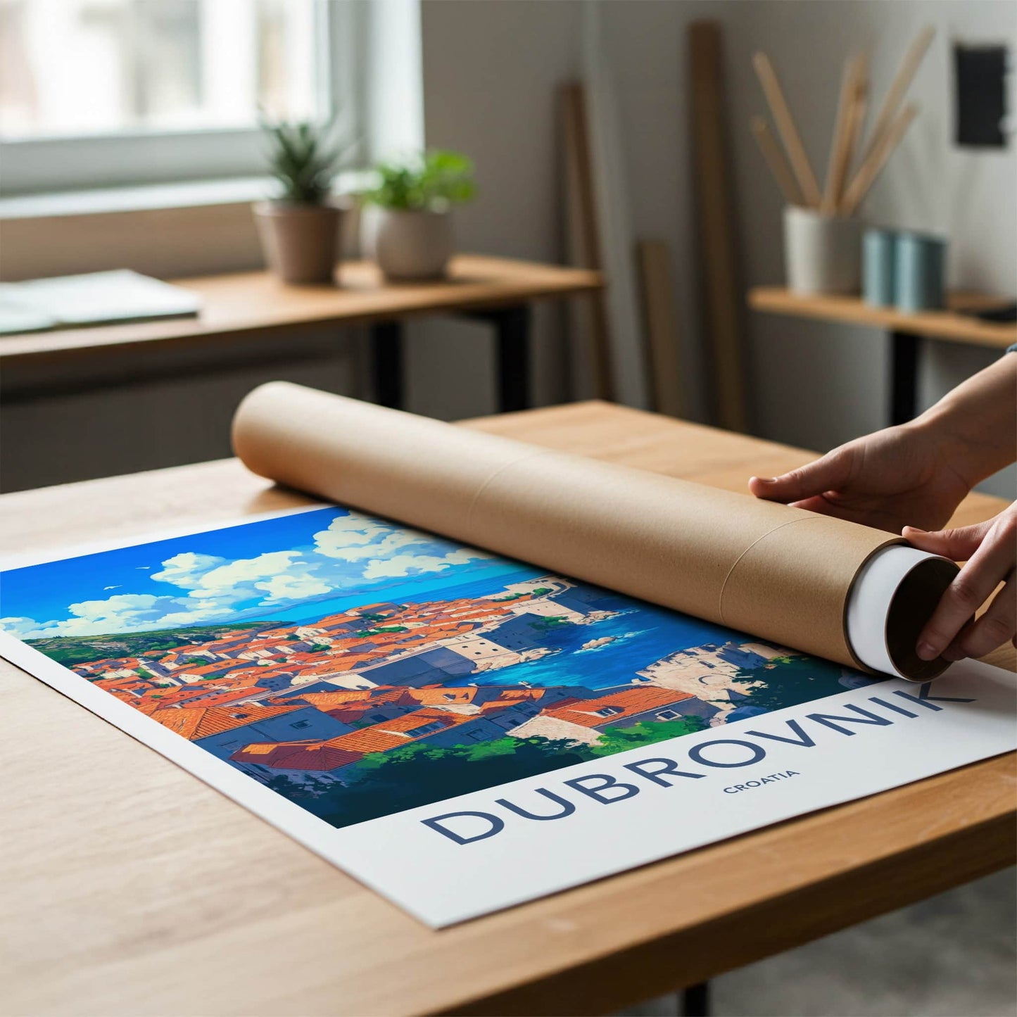 Dubrovnik Poster - Croatia Travel Print - Historic Coastal City Lounge Decor