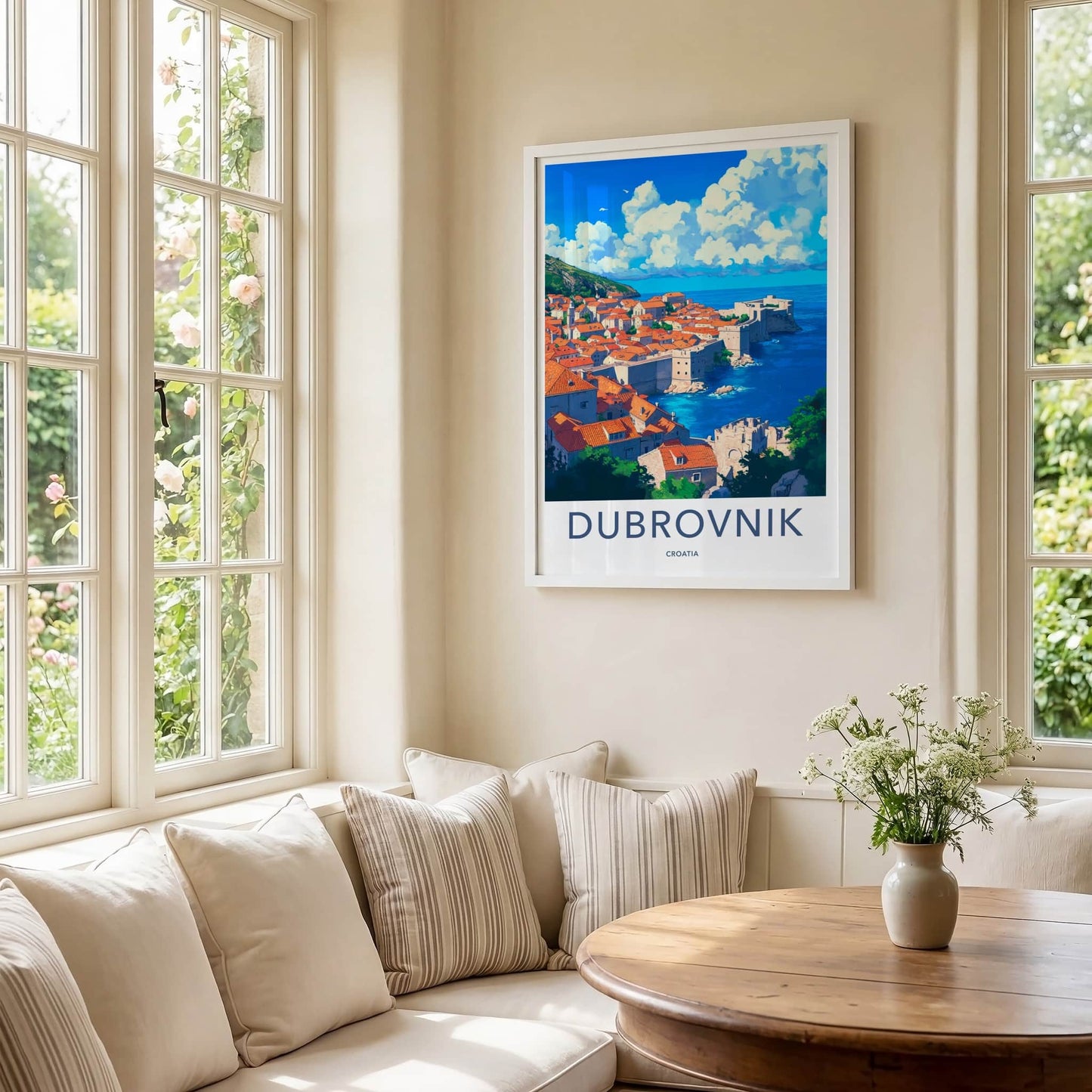 Dubrovnik Poster - Croatia Travel Print - Historic Coastal City Lounge Decor