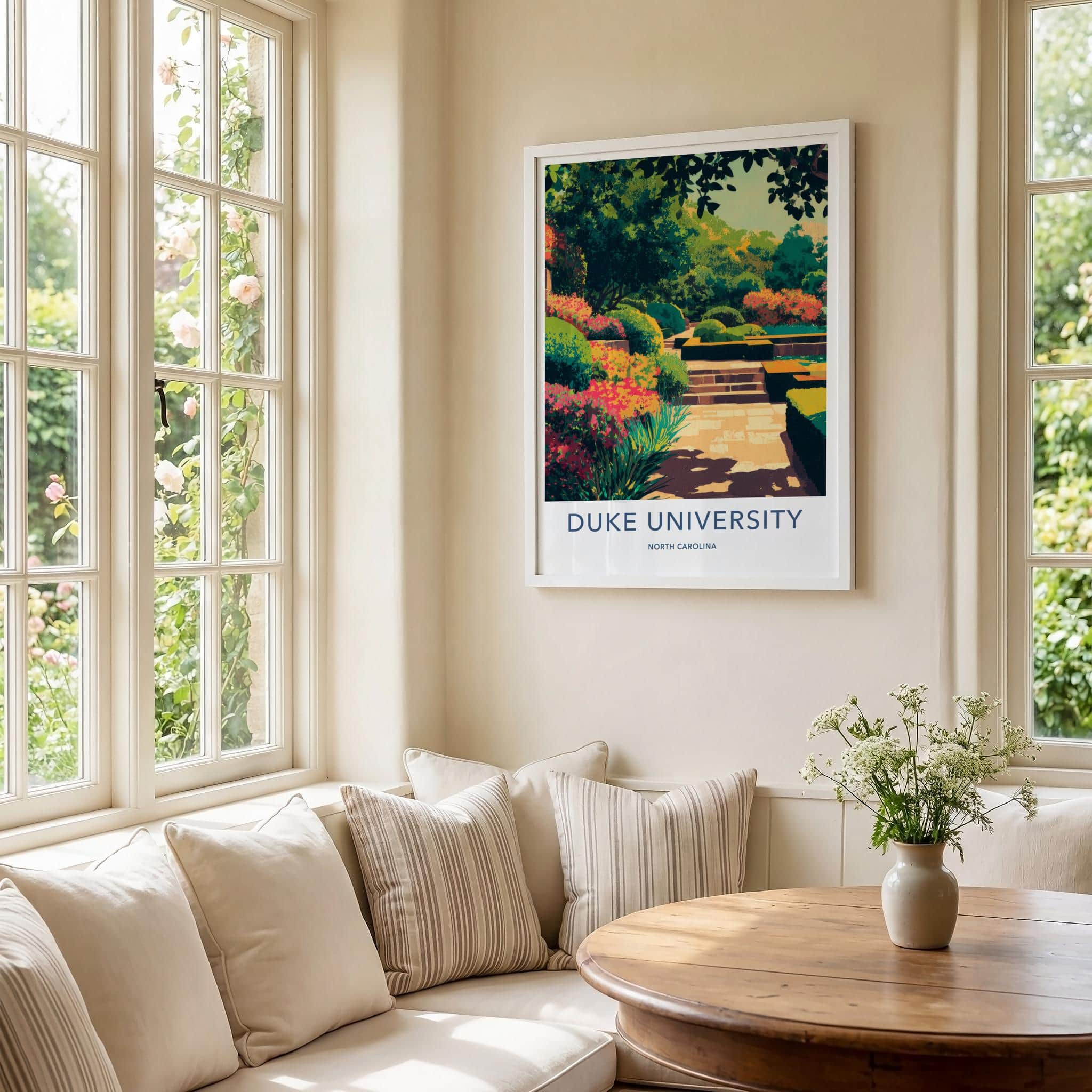 Duke University Poster - North Carolina Scenic Art - Lush Garden Pathway Home Decor