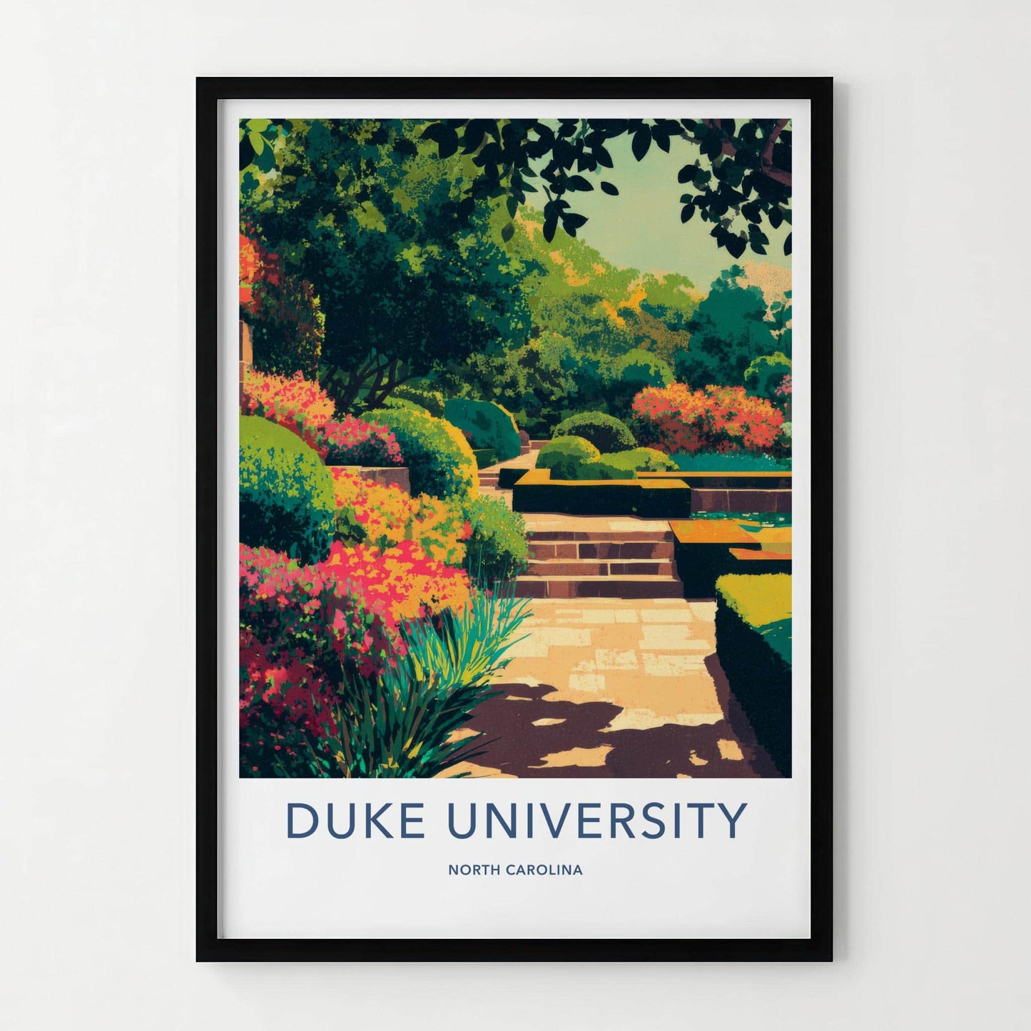 Duke University Poster - North Carolina Scenic Art - Lush Garden Pathway Home Decor