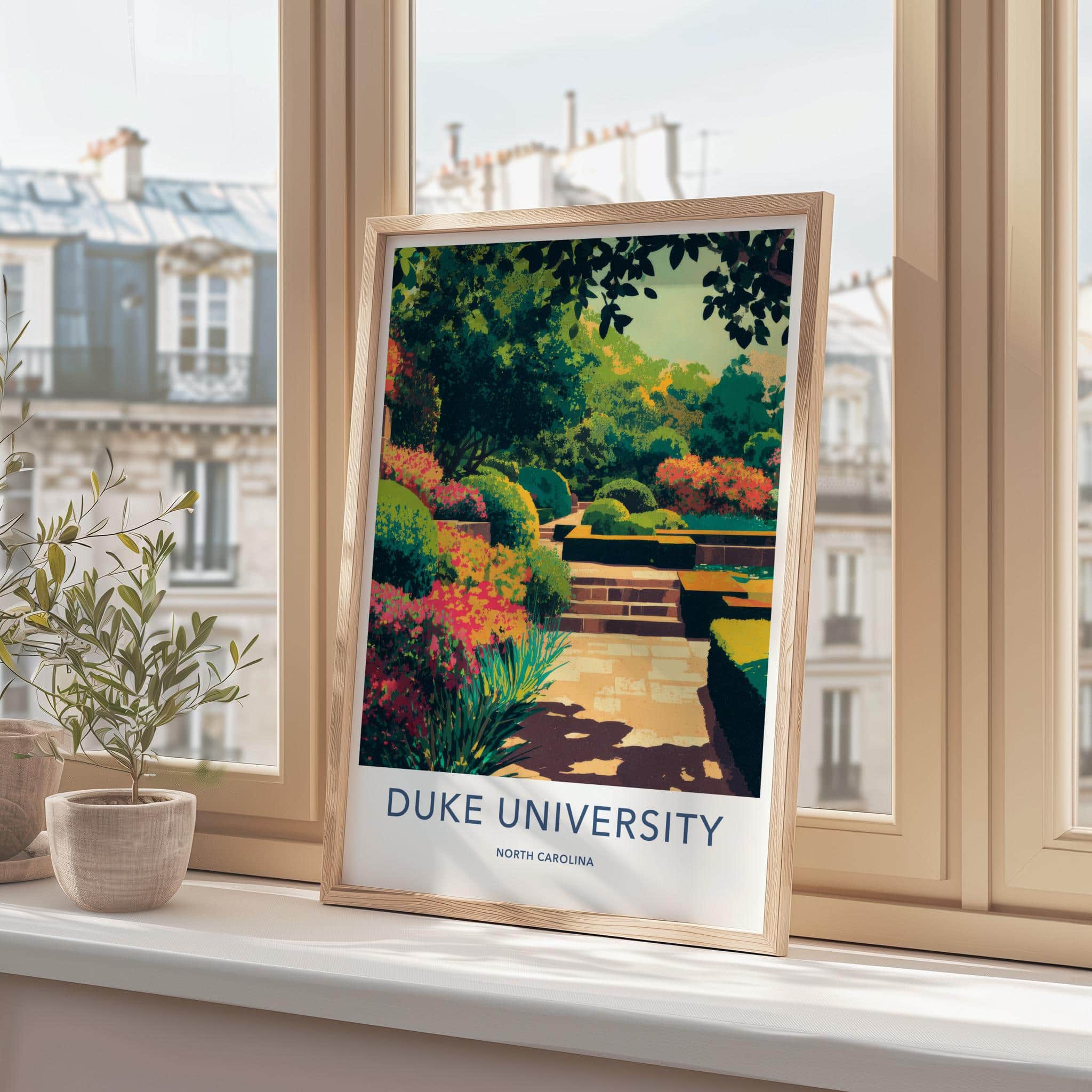 Duke University Poster - North Carolina Scenic Art - Lush Garden Pathway Home Decor