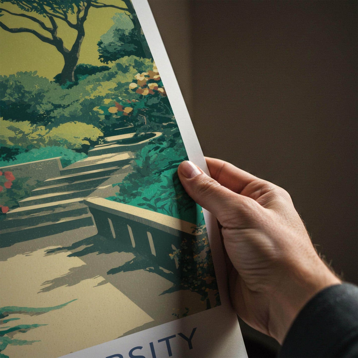 Duke University Poster - North Carolina Scenic Art - Lush Garden Steps Wall Decor