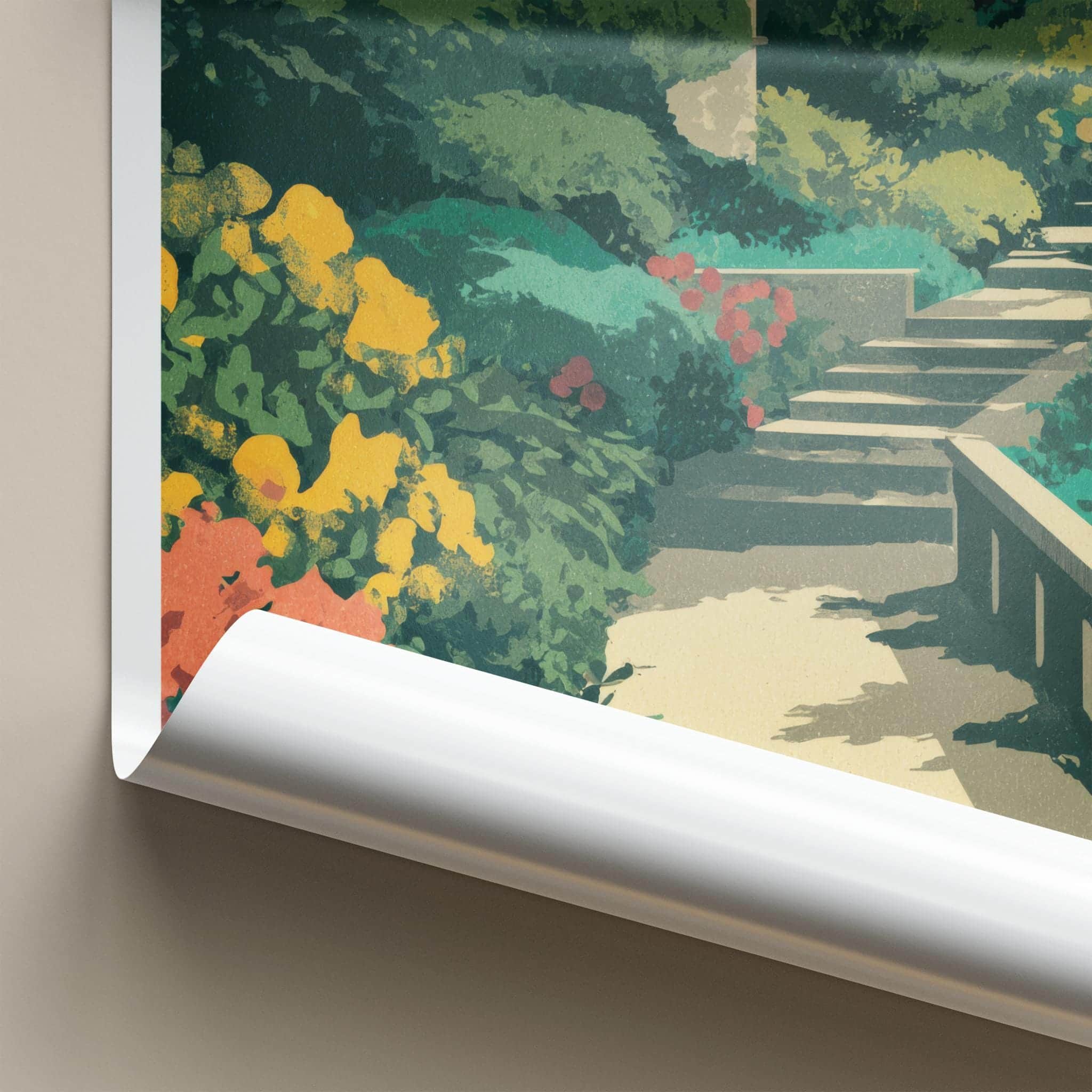 Duke University Poster - North Carolina Scenic Art - Lush Garden Steps Wall Decor