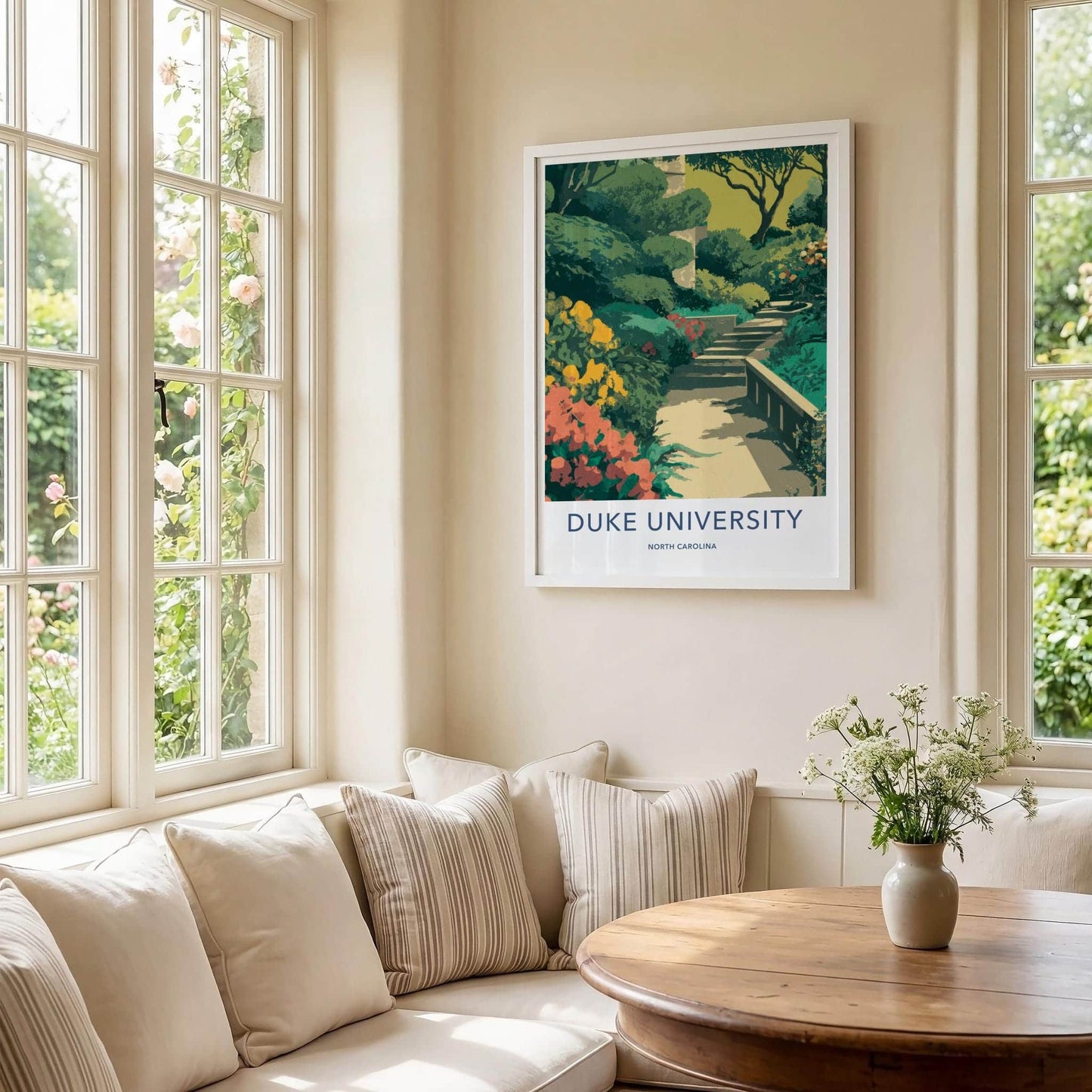 Duke University Poster - North Carolina Scenic Art - Lush Garden Steps Wall Decor