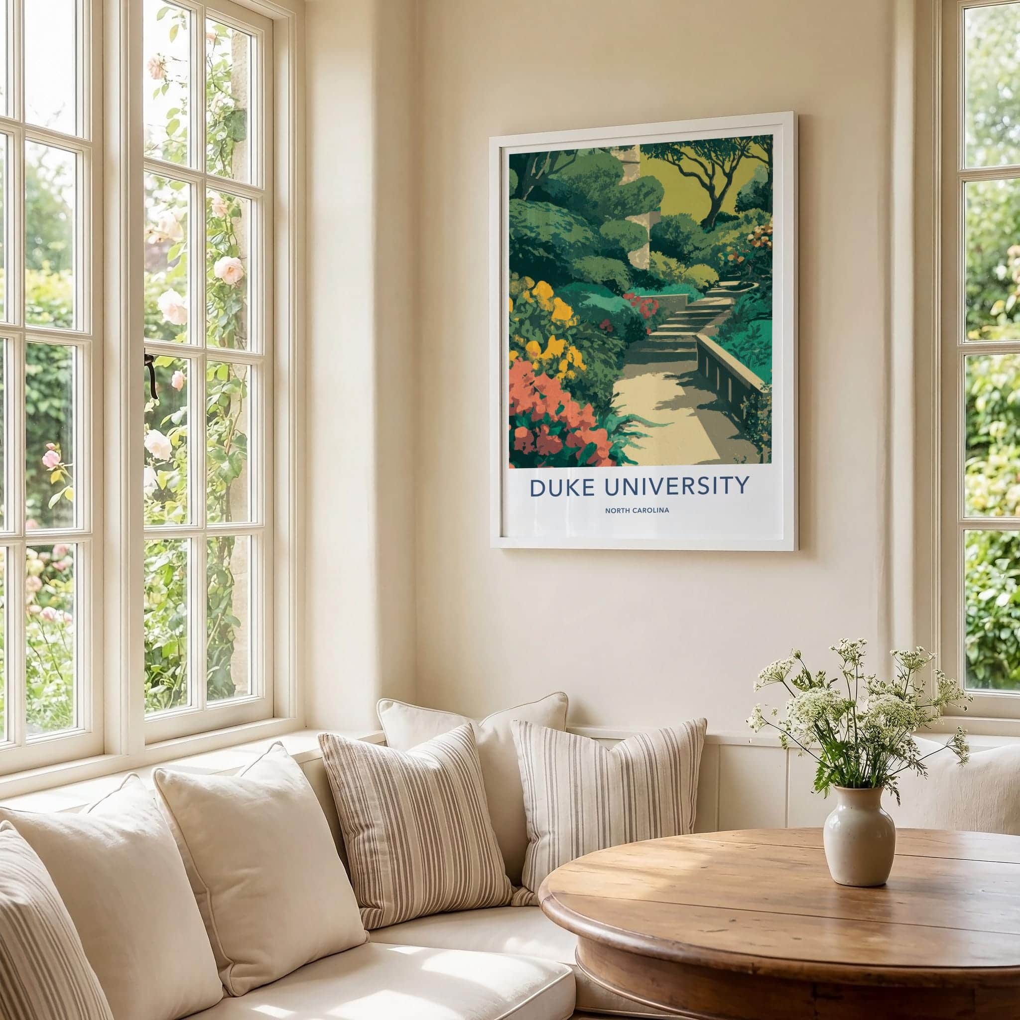 Duke University Poster - North Carolina Scenic Art - Lush Garden Steps Wall Decor