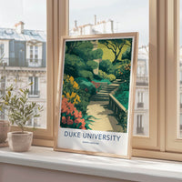 Duke University Poster - North Carolina Scenic Art - Lush Garden Steps Wall Decor