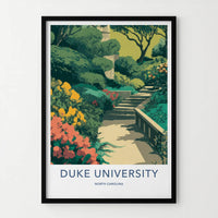 Duke University Poster - North Carolina Scenic Art - Lush Garden Steps Wall Decor