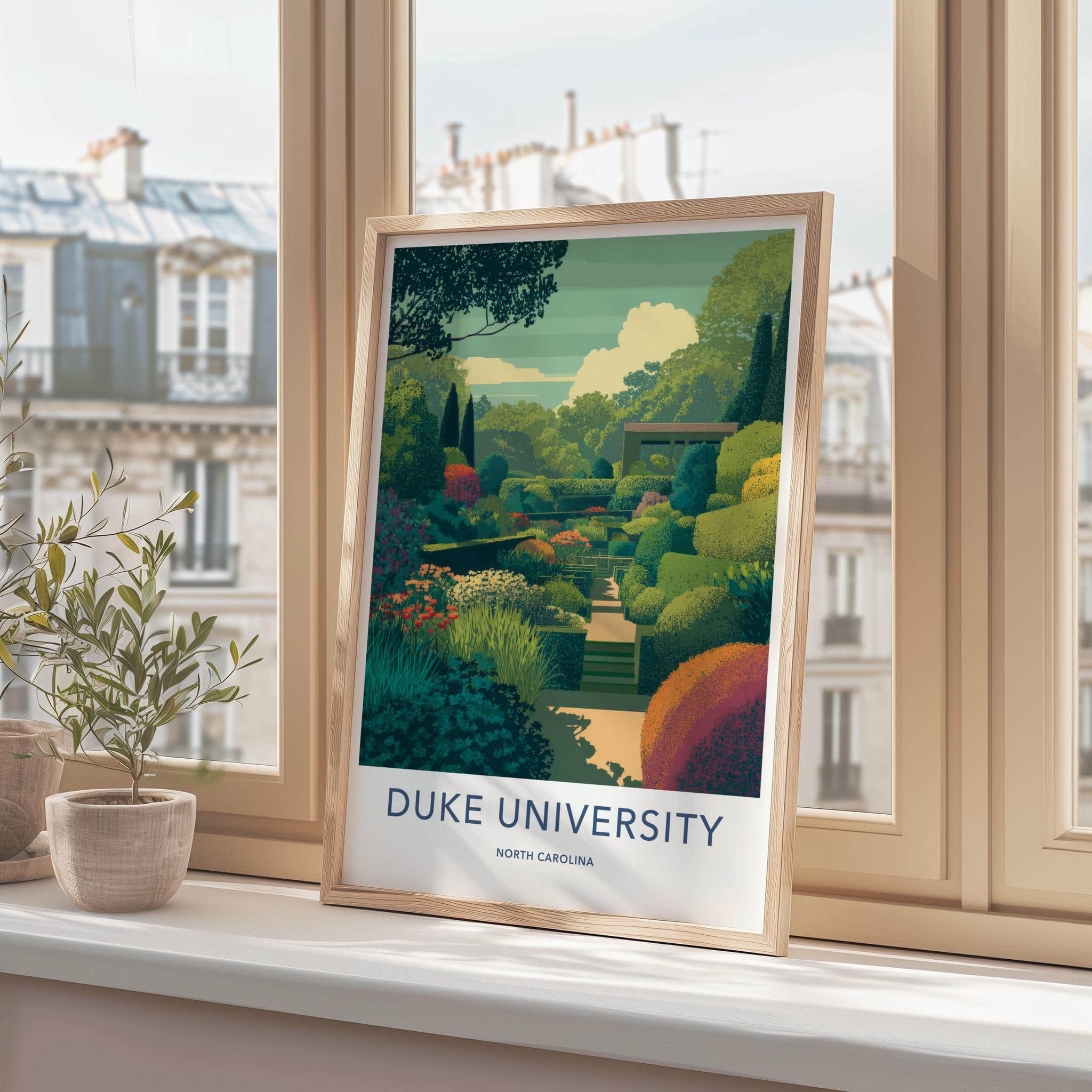 Duke University Poster - North Carolina Wall Art - Lush Garden Pathway Home Decor