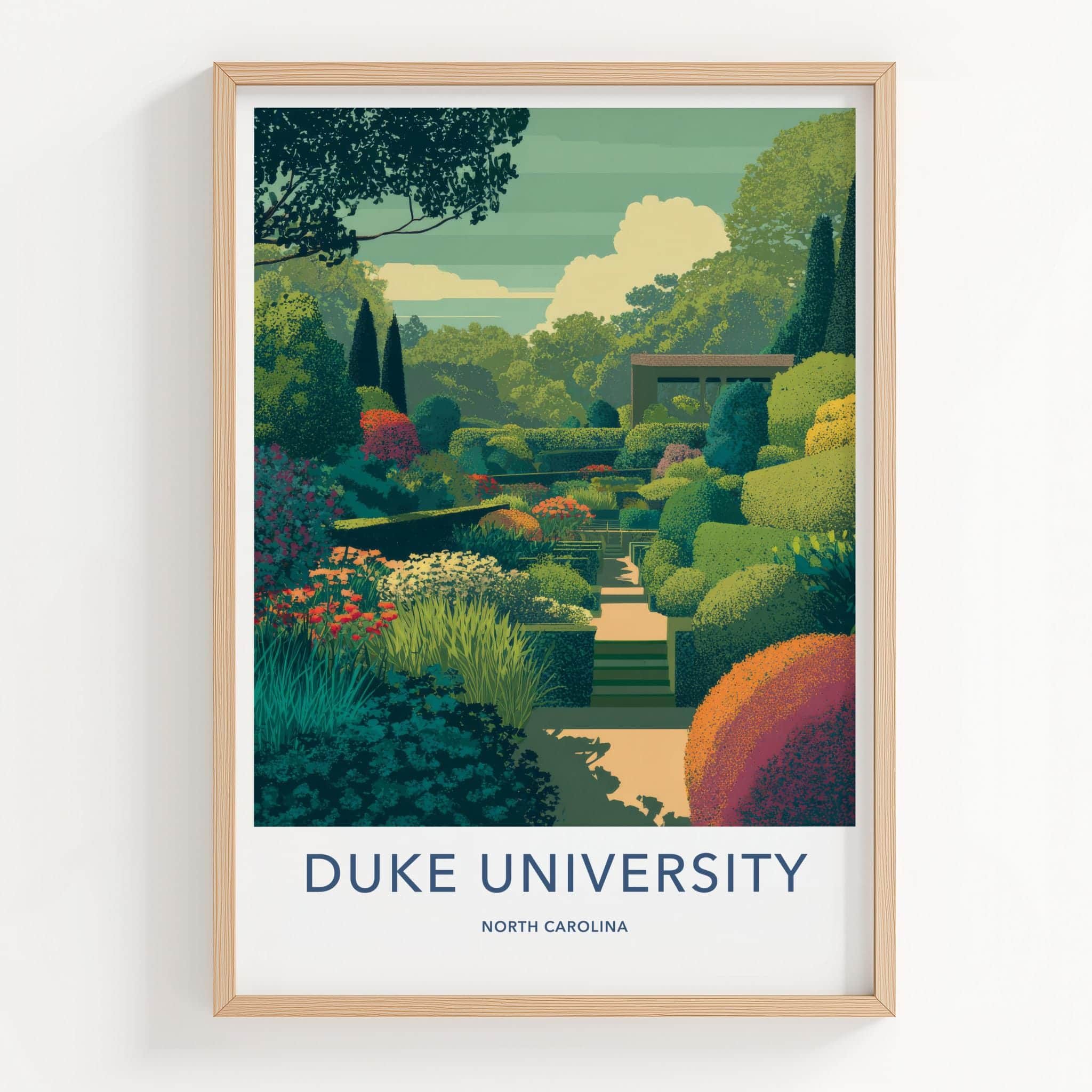 Duke University Poster - North Carolina Wall Art - Lush Garden Pathway Home Decor