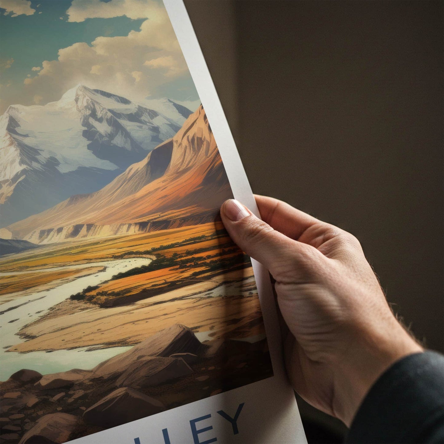 Dumra Valley Poster - India Travel Art - Ladakh Golden Valley Peaks Home Decor