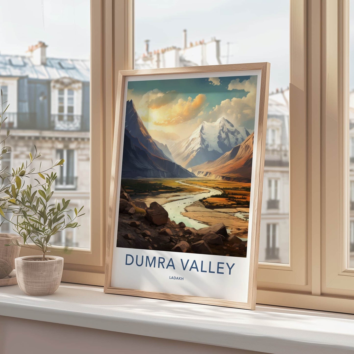Dumra Valley Poster - India Travel Art - Ladakh Golden Valley Peaks Home Decor