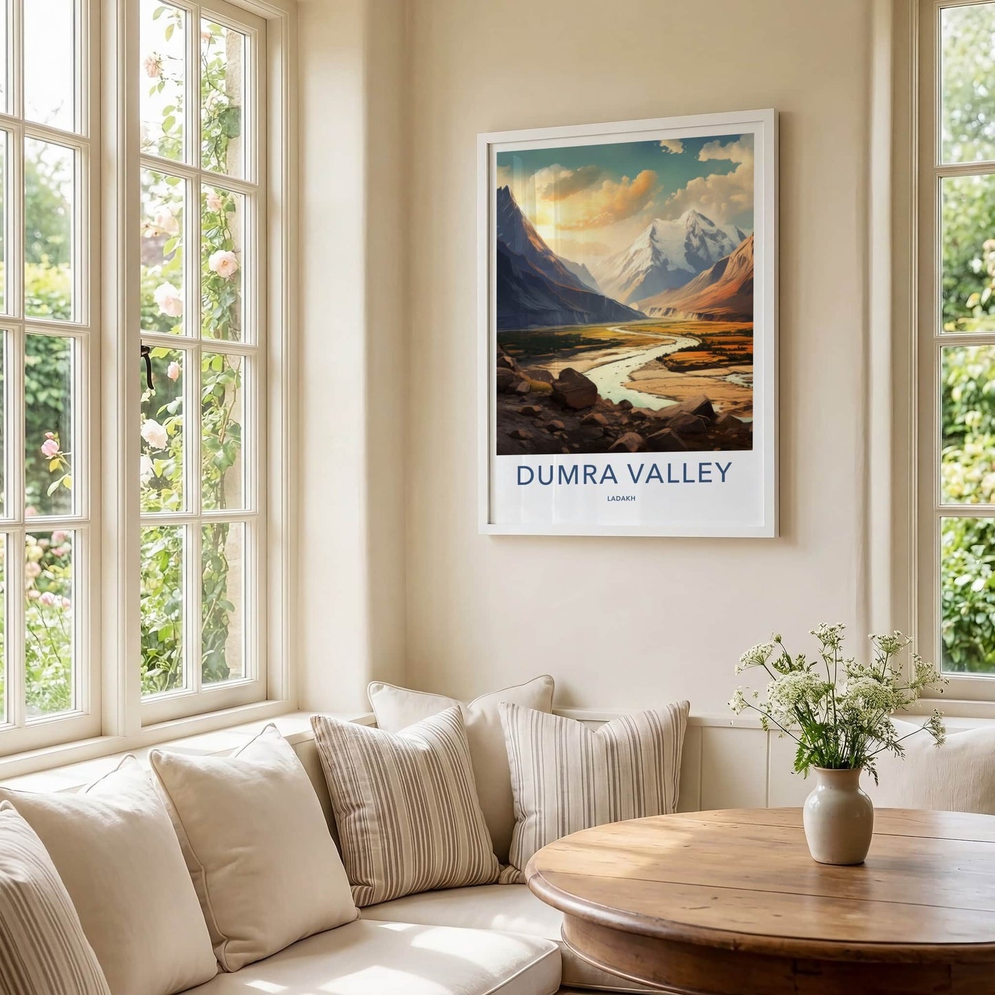 Dumra Valley Poster - India Travel Art - Ladakh Golden Valley Peaks Home Decor
