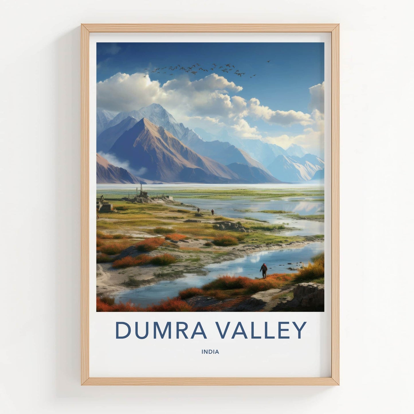 Dumra Valley Poster - India Travel Art - Ladakh Mountain Rivers Home Decor