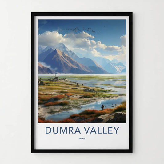 Dumra Valley Poster - India Travel Art - Ladakh Mountain Rivers Home Decor