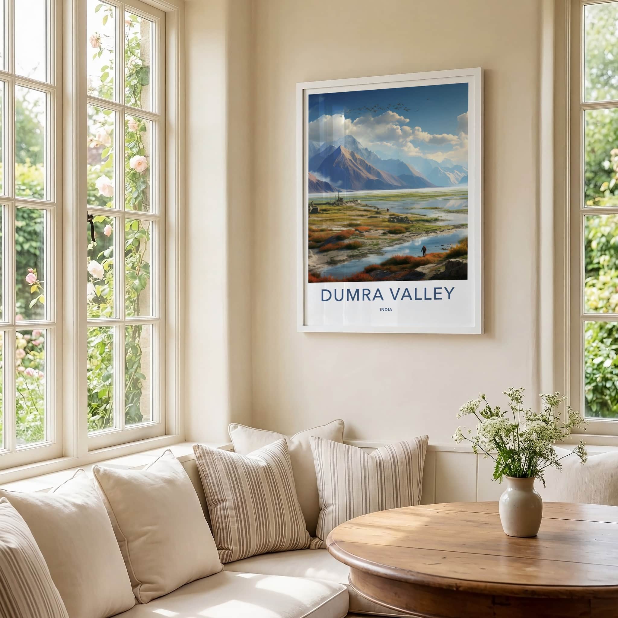 Dumra Valley Poster - India Travel Art - Ladakh Mountain Rivers Home Decor
