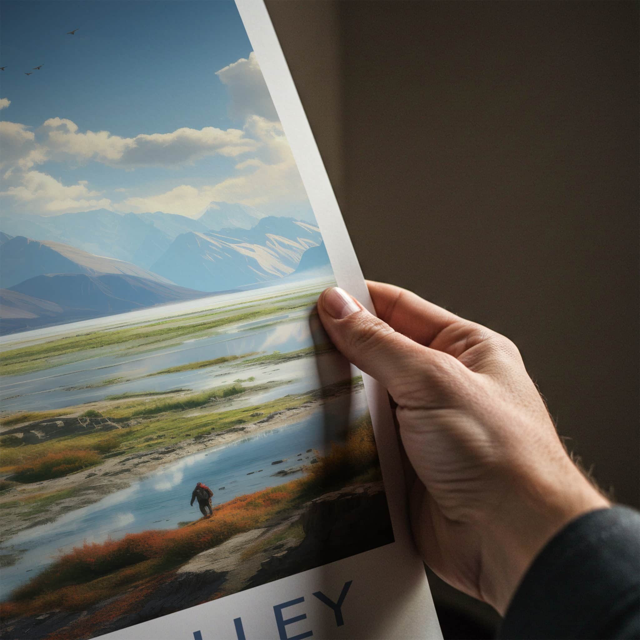 Dumra Valley Poster - India Travel Art - Ladakh Mountain Rivers Home Decor