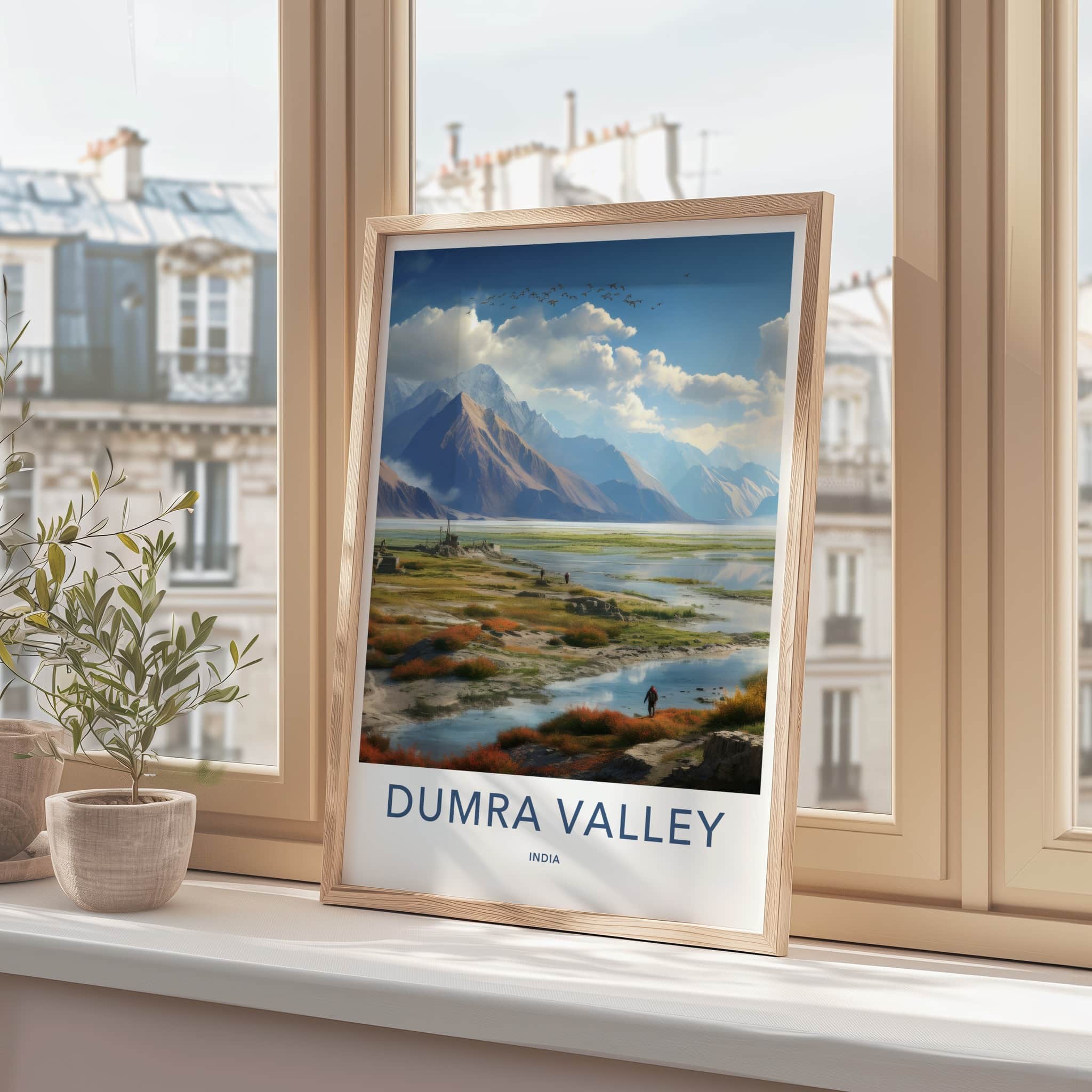 Dumra Valley Poster - India Travel Art - Ladakh Mountain Rivers Home Decor
