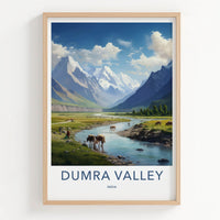 Dumra Valley Poster - India Travel Art - Ladakh Snow Covered Mountains Home Decor