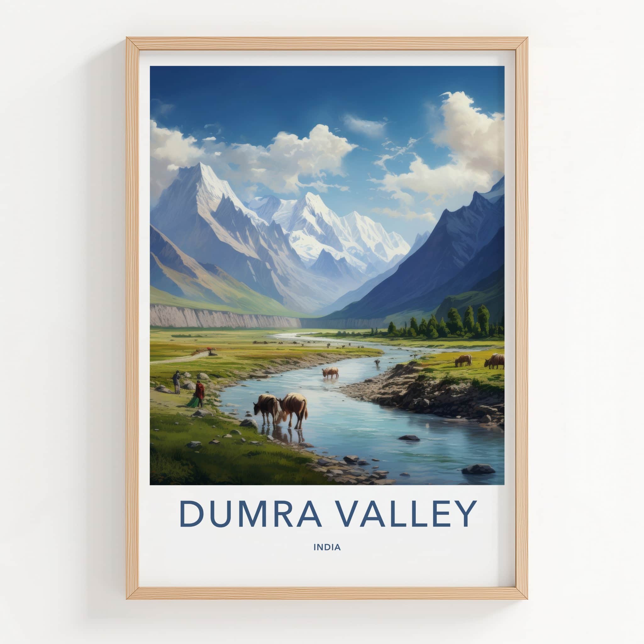Dumra Valley Poster - India Travel Art - Ladakh Snow Covered Mountains Home Decor