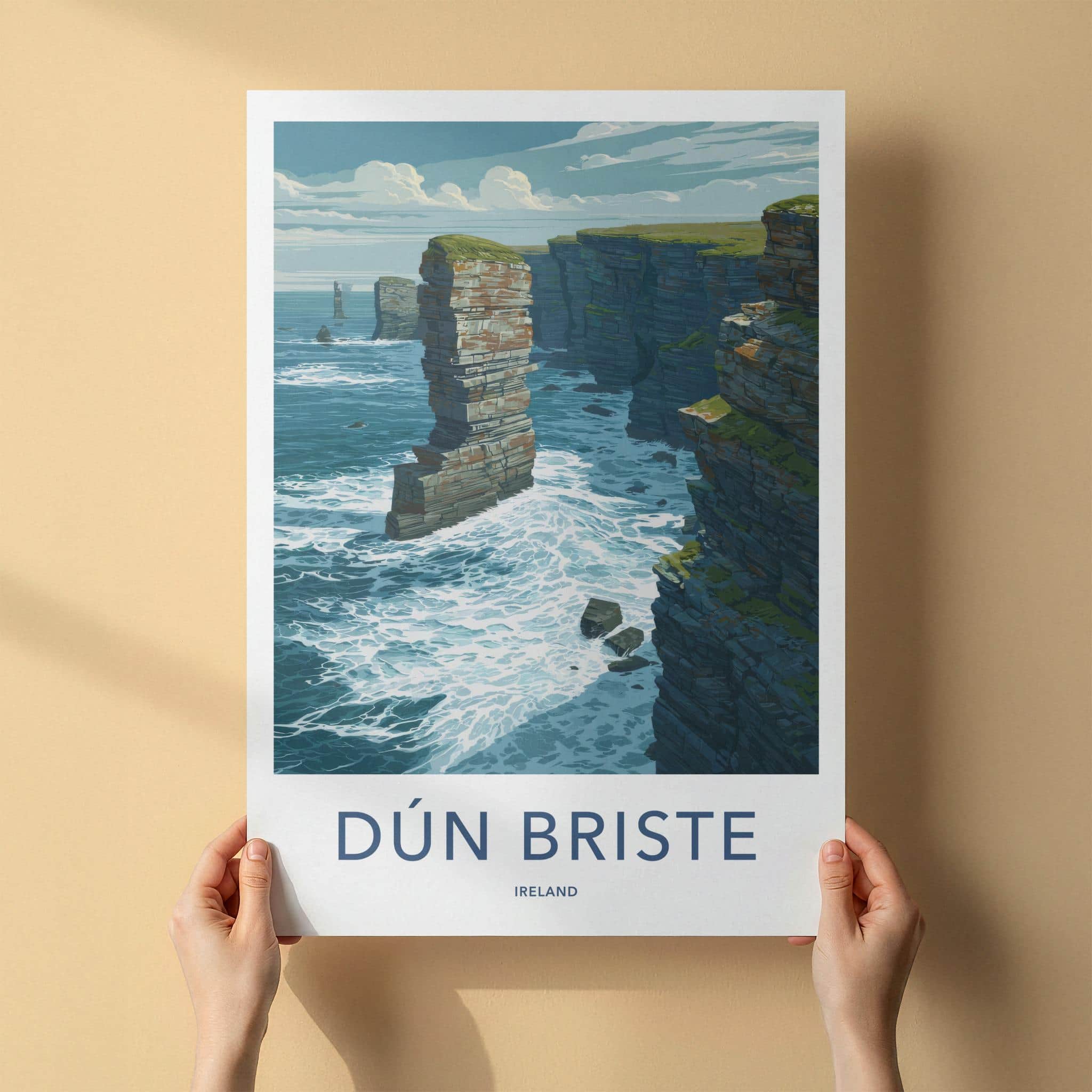 Dun Briste Poster - Ireland Scenic Art - Dramatic Ocean Cliffs Wall Decor