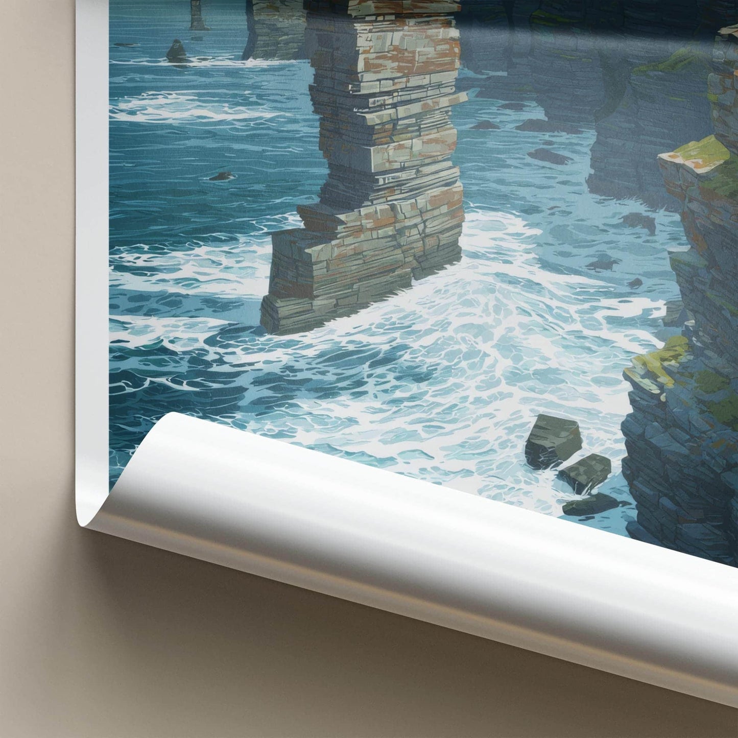 Dun Briste Poster - Ireland Scenic Art - Dramatic Ocean Cliffs Wall Decor