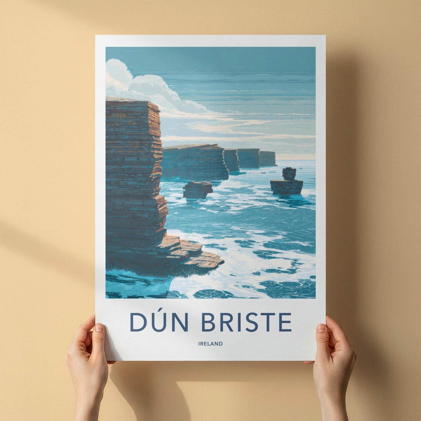 Dun Briste Poster - Ireland Scenic Art - Rugged Ocean Cliffs Home Decor